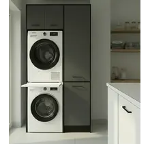 Wasmachinekast met Ombouw voor Wasdroger met zij kast, Wasmand en 3 Legplanken