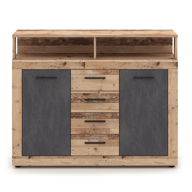 Dressoir  120 cm Breed-Antraciet Eiken