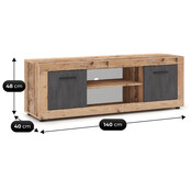Tv meubel 140 cm licht eiken antraciet