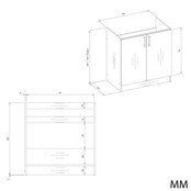 Keukenkastje eiken voor spoelbak 80 cm