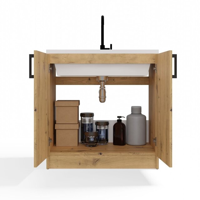 Keukenkastje eiken voor spoelbak 80 cm