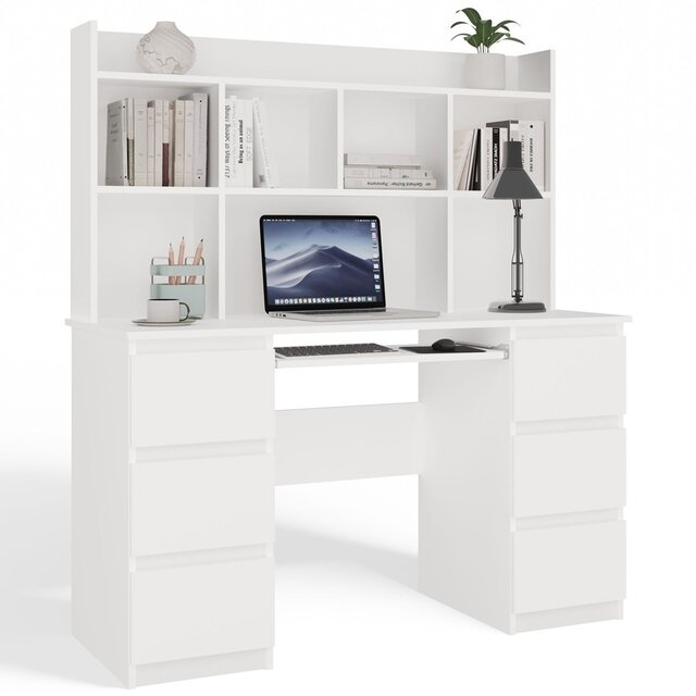 Bureau met bureaustoel wit met lades