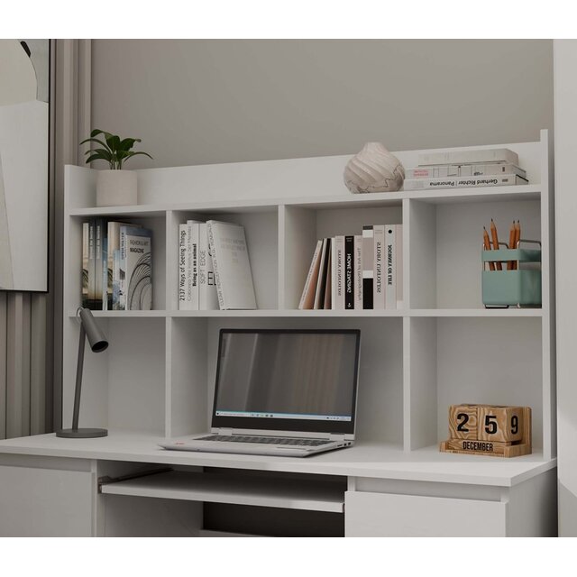 Bureau met bureaustoel wit met lades