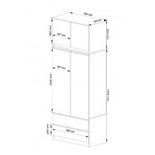 Kledingkast xl antraciet wit  2 lades  234 cm hoog