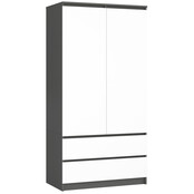 Kledingkast xl antraciet wit  2 lades  234 cm hoog