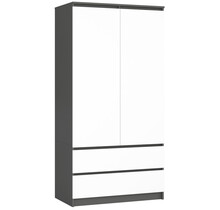 Kledingkast xl antraciet wit  2 lades  234 cm hoog