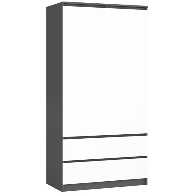 Kledingkast xl antraciet wit  2 lades  234 cm hoog