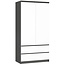 Maxy-shop Kledingkast xl antraciet wit  2 lades  234 cm hoog