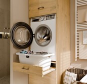 Wasmachine en wasdroger kast XL met lade eiken  set 2 stuks