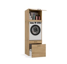 Wasmachine of wasdroger kast XL met 2 lades eiken