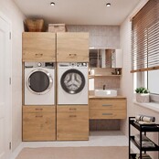 Wasmachine of wasdroger kast XL met 2 lades eiken