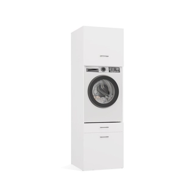 Wasmachine of wasdroger kast XL met 2 lades wit