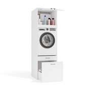 Wasmachine en wasdroger kast XL met 2 lades wit