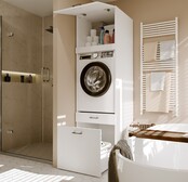 Wasmachine en wasdroger kast XL met 2 lades wit