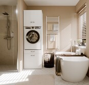 Wasmachine en wasdroger kast XL met 2 lades wit