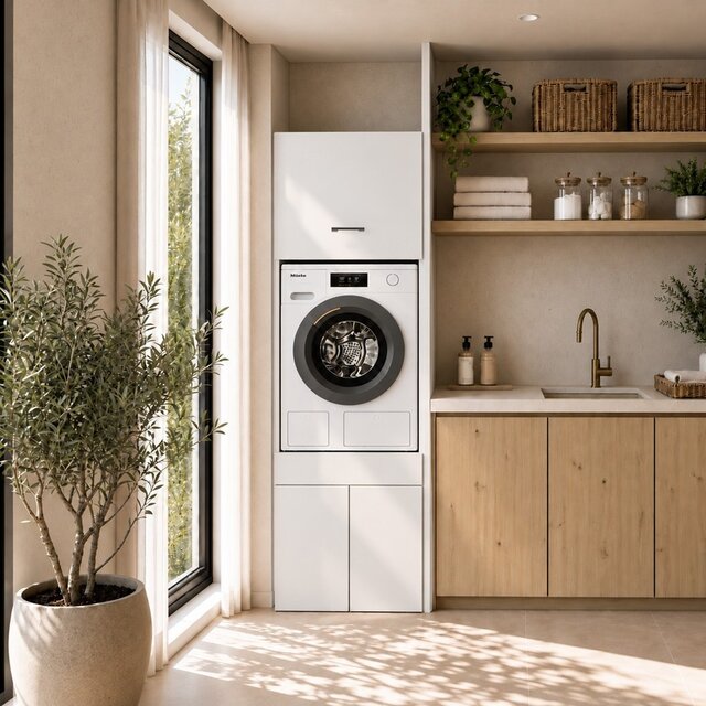 Wasmachine of wasdroger kast XL met 1 lade wit