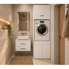 Wasmachine en wasdroger kast wit xl met 1 lade set van 2