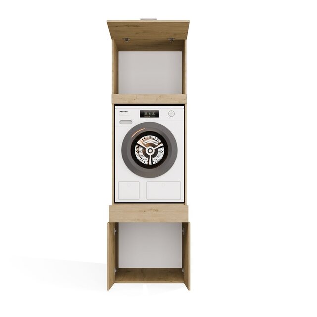 Wasmachine en wasdroger kast XL met 1 lade eiken  set 2 stuks