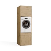 Wasmachine en wasdroger kast XL met 1 lade eiken  set 2 stuks