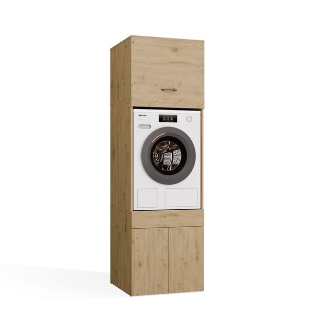 Wasmachine en wasdroger kast XL met 1 lade eiken  set 2 stuks