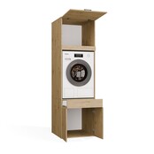 Wasmachine en wasdroger kast XL met 1 lade eiken  set 2 stuks