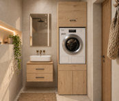 Wasmachine en wasdroger kast XL met 1 lade eiken