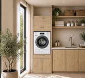 Wasmachine en wasdroger kast XL met 1 lade eiken