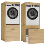 Wasmachine en wasdroger 2  lades eiken  set van 2
