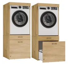 Wasmachine en wasdroger 2  lades eiken  set van 2