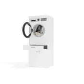 Wasmachine en wasdroger kast met 2 lades wit