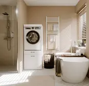 Wasmachine of wasdroger kast met 2 lades wit