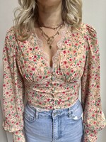 Roze bloemen blouse