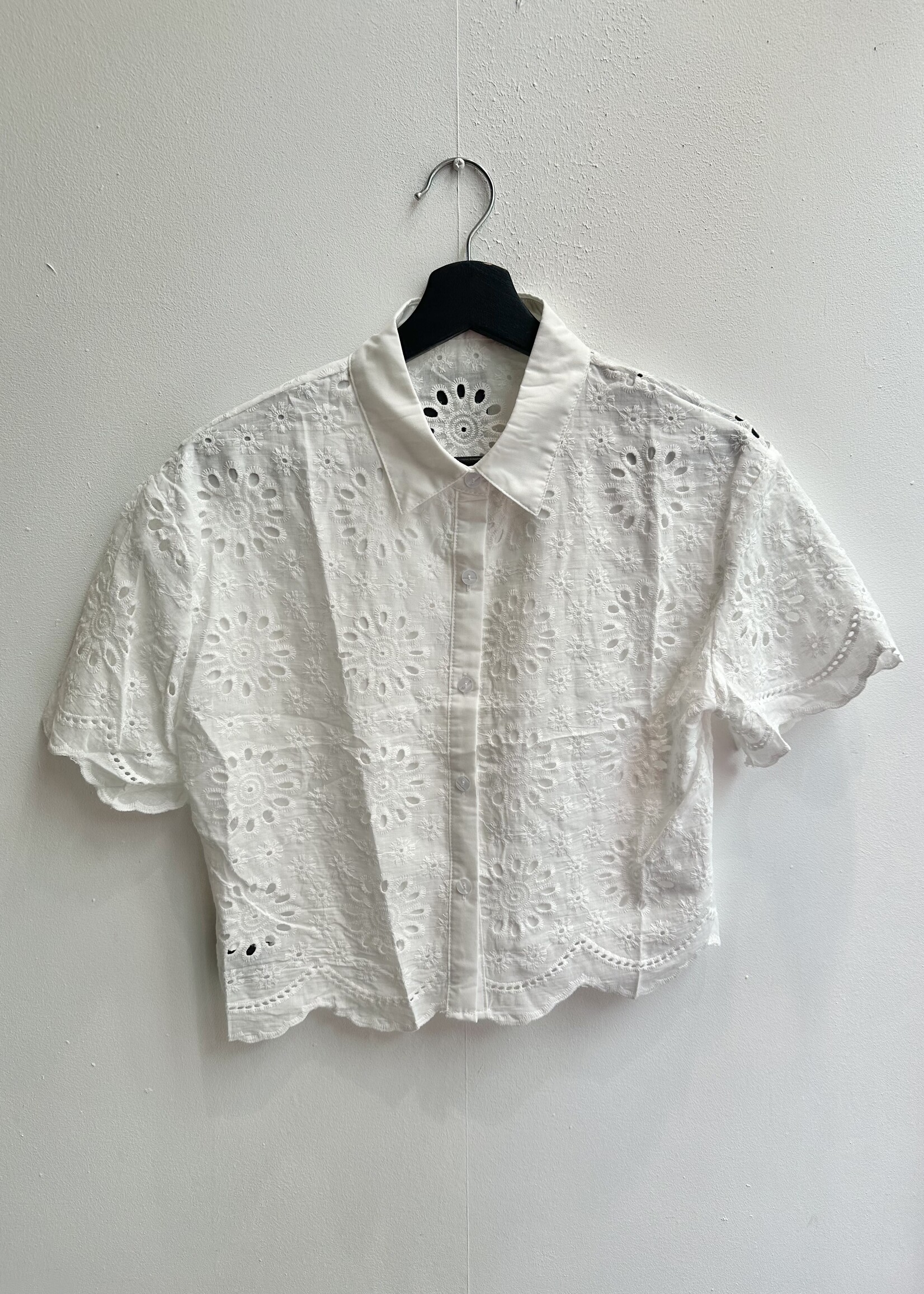 Broderie blouse wit kort