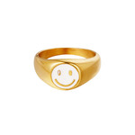 Jewelry Smiley zegel ring white smiley size 18
