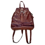 Vintage Vintage bruin lederen backpack met hengsel met rits