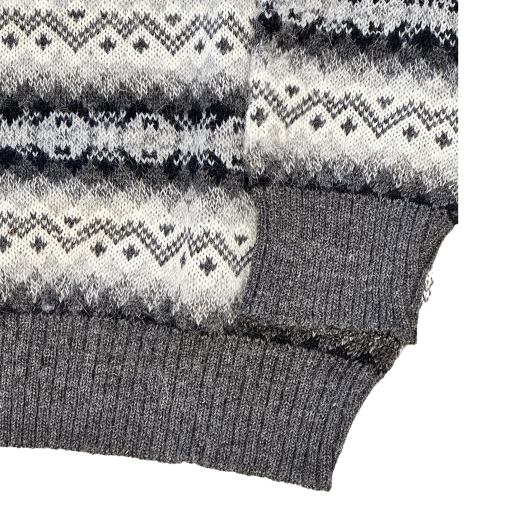 Vintage Vintage wollen gebreide trui grijs patroon