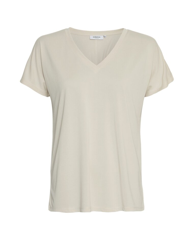 Moss Copenhagen frenya v-neck tee - oatmeel