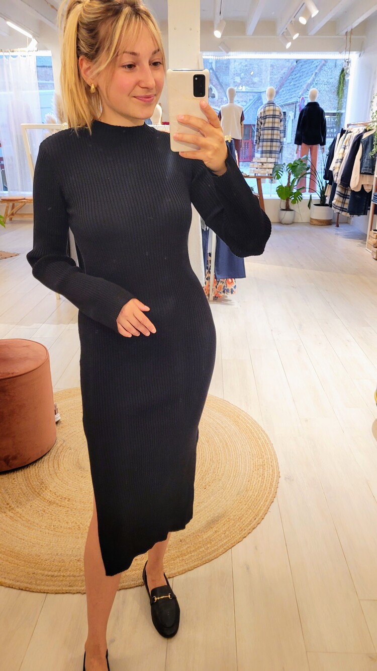 Moss Copenhagen Jenetta rib bodycon dress - black