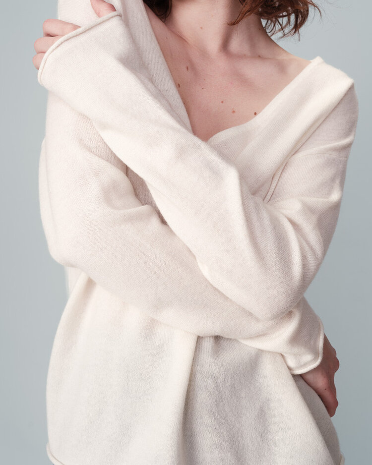 Grace & Mila nao cachemire v-neck sweater - ecru