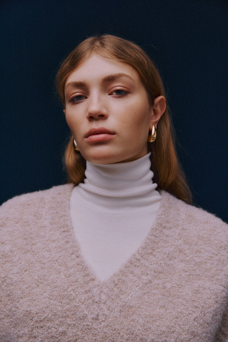 Vila Clothes vijolini roll neck top - wit