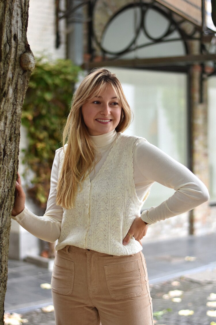 Vila Clothes vijolini roll neck top - wit