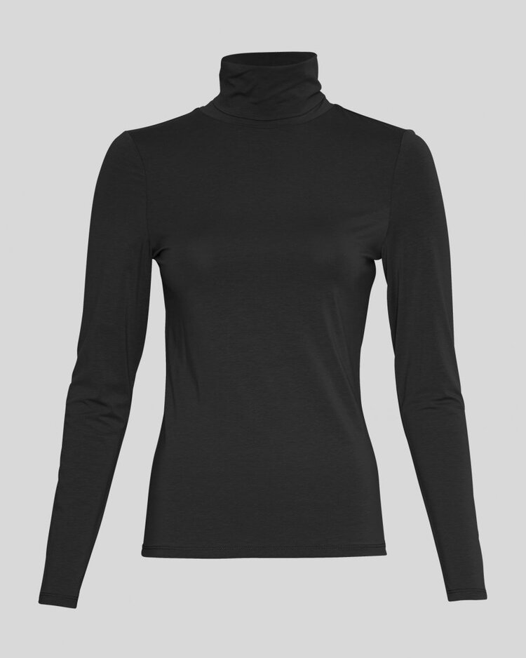 Moss Copenhagen betrina roll neck long sleeve t-shirt -  black