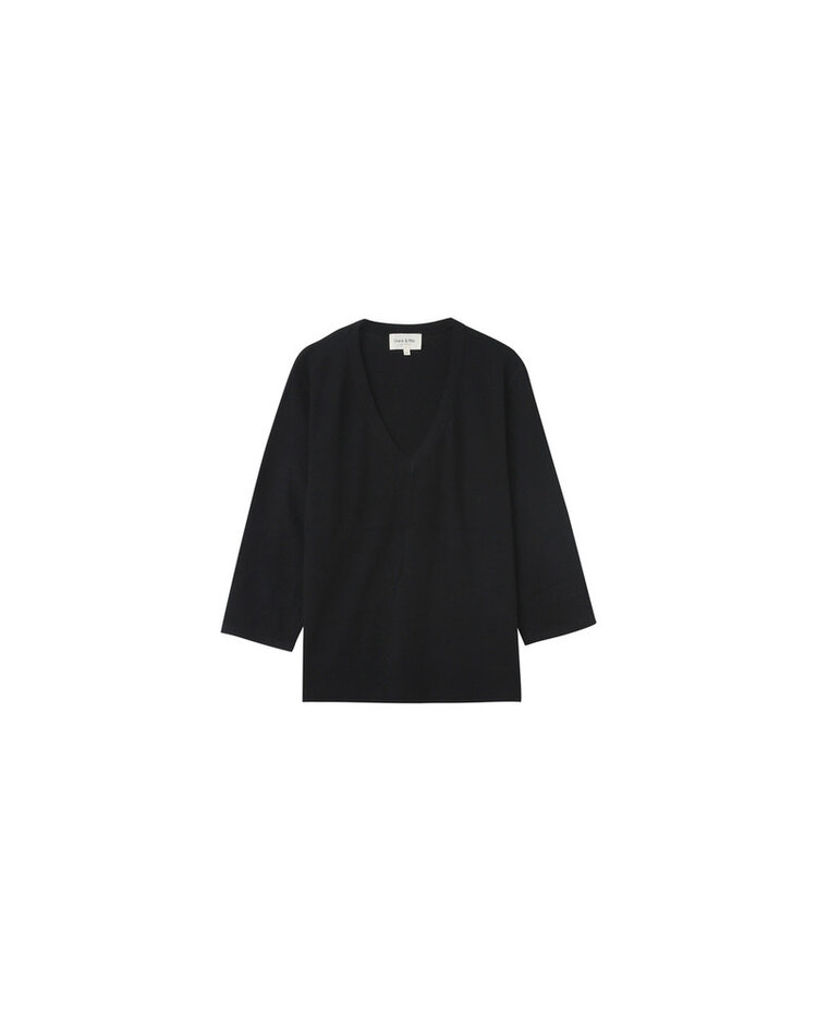 Grace & Mila naive light v-neck knit top - noir