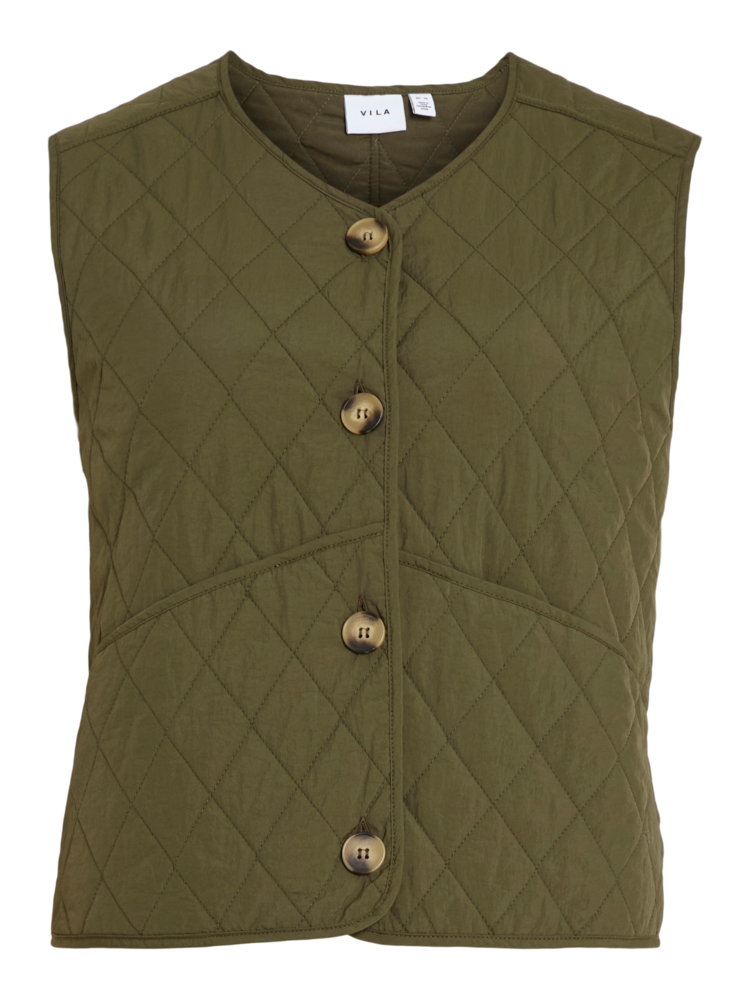Vila Clothes vibomba quilted sleeveless vest - khaki