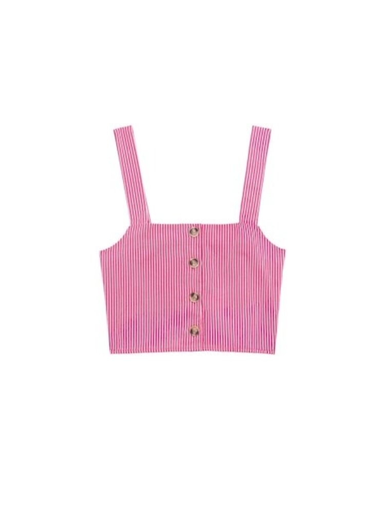 La petite étoile dina crop top rayé - rose/ecru
