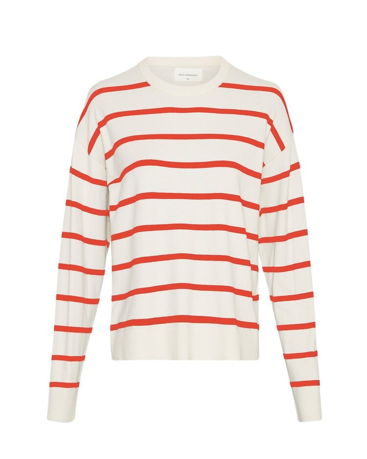 Moss Copenhagen maura stripe pullover - white/red