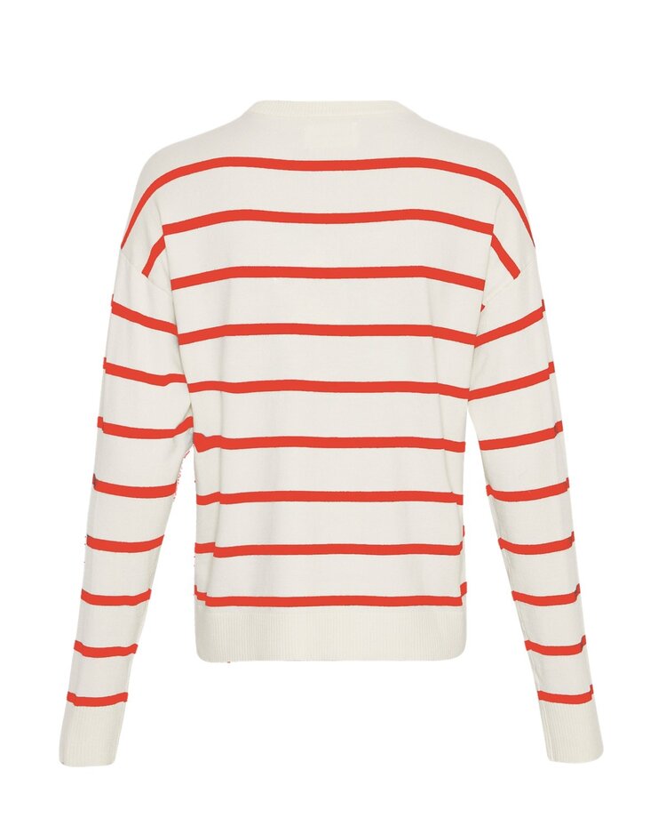 Moss Copenhagen maura stripe pullover - white/red