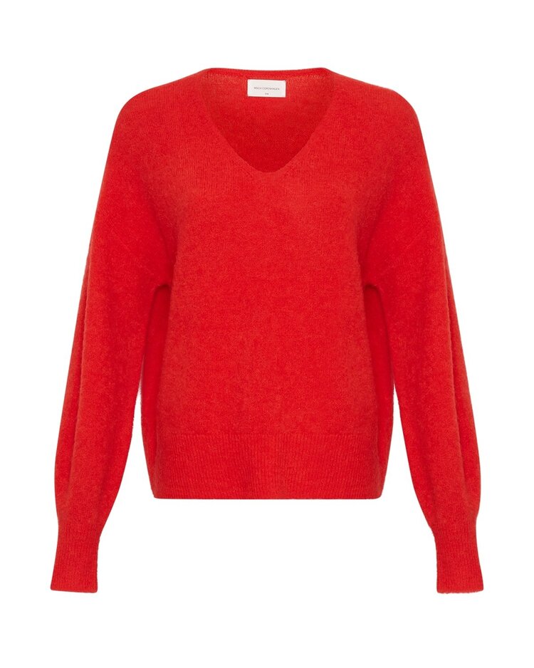 Moss Copenhagen hila v-neck pullover - red