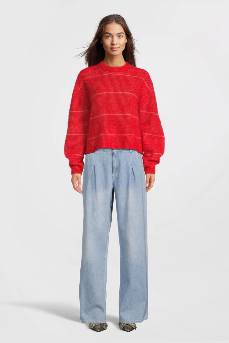 Moss Copenhagen ethana stripe pullover - red/pink