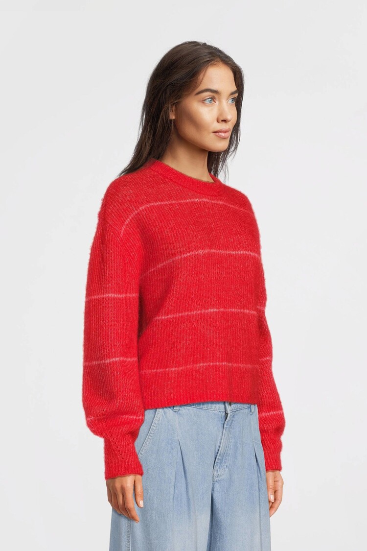 Moss Copenhagen ethana stripe pullover - red/pink